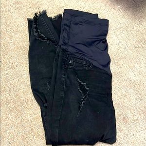 MATERNITY Pink Blush distressed black jeans
